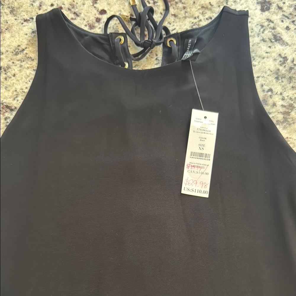 Black Sleeveless Midi Dress with Lace-Up Back